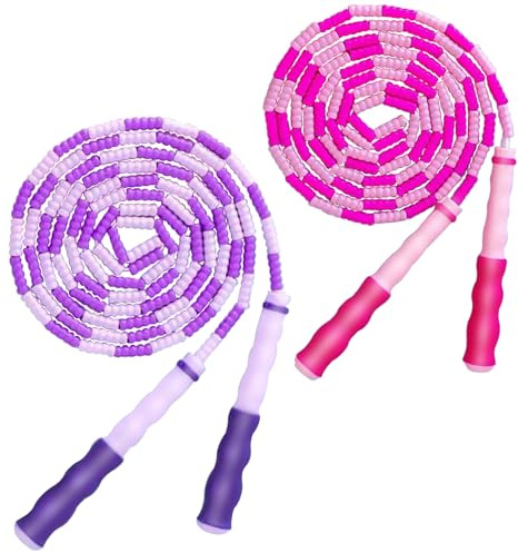 TYSISKNO Jump Rope for Kids Girls and Boys, Soft Beaded Jump Ropes, Adjustable Skipping Rope, Tangle-Free Segmented Rope for Kid and Women Men Adults Exercise, Keeping Fit, Training - 9.2Ft