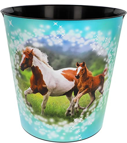 alles-meine.de GmbH Papierkorb Modell wählbar 10 Liter - wasserdicht - 28 cm - aus Kunststoff Pferde Eimer - Spielzeugkorb/Popcornschüssel/großer Mülleimer - auch als..