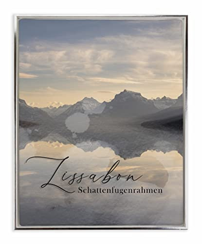 BIRAPA Lissabon Bilderrahmen 90x110 cm in Weiß Silber zum Befüllen, 3D Bilderrahmen, Rahmen für Leinwände, Holzrahmen, Schattenfugenrahmen für Keilrahmen