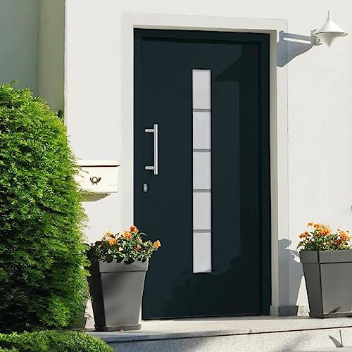 INLIFE Puerta de entrada de aluminio y PVC, antracita, 100 x 200 cm, 64,83 kg, 3056815