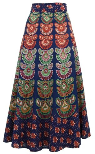 LOUDelephant Block Print Mandala Maxi Wrap Skirt - Blue