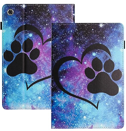 LSPCASA - Carcasa para Samsung Galaxy Tab A8 de 10,5 pulgadas, 2021 X200/X205/X207, piel sintética, funda protectora con función atril para tarjetas para Galaxy Tab A8, pata de gato corazón