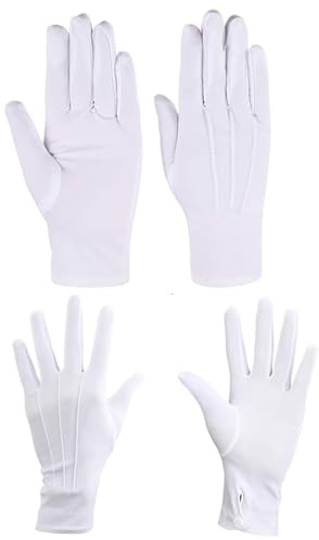 CRLLDPM 2 Paar Weiß Handschuhe, Nylon Handschuhe Weiße, Handschuhe für Smoking, Schmuck Inspektion Handschuhe, Erwachsene Uniform Handschuhe, Für Abendkleider, Cosplay, Schmuckinspektion