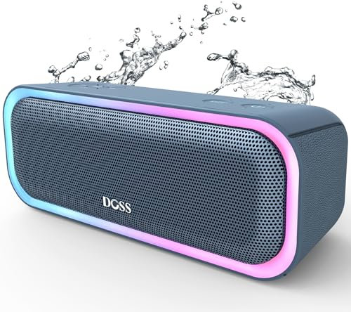 DOSS SoundBox Pro Altavoz Bluetooth 20W, Altavoces Portátiles con IPX5 Impermeable, Mejorado Bass, Sonido Estéreo, Led Luci, 12 Horas de Reproducción