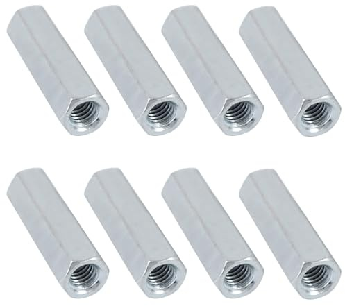 Bueyfolt Coupling Nuts, 1/2-13 x 1-3/4, Zinc-Plated Steel Rod Coupling Nuts 1/2 in.-13 TPI, 8-Pack