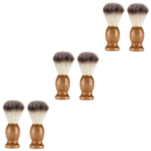 minkissy 6stücke Teiliges Rasierset Mit Holzgriff Weicher Rasierpinsel Für Männer Für Bartpflege Und Rasur Für Friseursalons Und Zuhause Wasserfest Und Langlebig