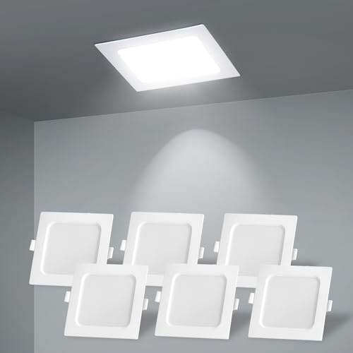 Aigostar LED-Einbauleuchte, 6 W, 620 lm, 6500 K, kaltweißes Licht, LED, Einbauleuchte, Deckenleuchte, für Wohnzimmer, Küche, Flur, Schlafzimmer, 95 – 100 mm, 6 Stück