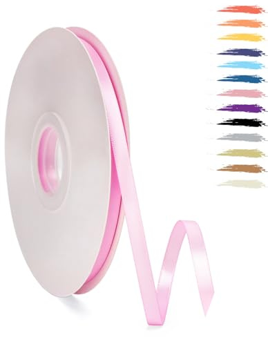 Rosenrot 6mm Satinband 95 Meter, Polyesterband, verschönern Sie Ihre Bastelarbeiten und Feiern, ideal für Geschenkverpackungen, Dekorationen, Hochzeitsautoband, Bänder zum Basteln
