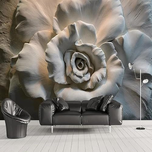 Papier peint mural personnalisé 3D stéréo relief rose fleurs art abstrait décoration murale café restaurant salon chambre papier peint 3 D, 200 x 140 cm