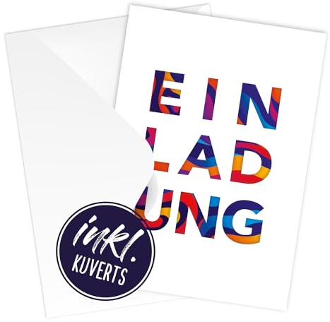 Kigebu 12 Edle Einladungskarten für Geburtstag mit Umschlag [extra stabil] die Einladung für alle Feiern| für Kinder Teenager und Erwachsene (Edel mit Kuvert)