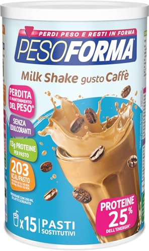 Pesoforma - MILKSHAKE CAFFÈ - Pasto sostitutivo per il controllo del peso - Smoothie gustoso che aiuta a rimettersi in forma - 13g di proteine per pasto - Solo 203 calorie - 15 pasti - 450 g