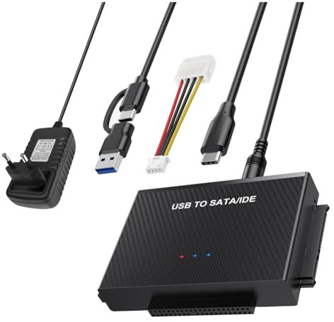Yominerr Adaptador USB 3.2 y Adaptador IDE, Adaptador de Disco Duro USB para HDD y HDD IDE de 2,5 y 3,5 Pulgadas, Enchufe de la UE