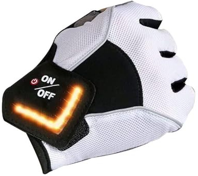 Generisch Automatic Accessories Outdoor Sports Cycling LED Indicator Gloves Mountain Bike Short Finger Gloves Half Finger Gloves Running Gloves Women Black (White, L)
