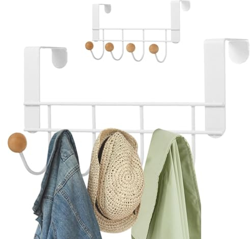 Wscwl Crochet de suspension de porte, porte-serviettes organisateur de salle de bain,Crochets de porte avec un design peu encombrant - Porte-serviettes porte-manteau résistant à la rouille pour entrée