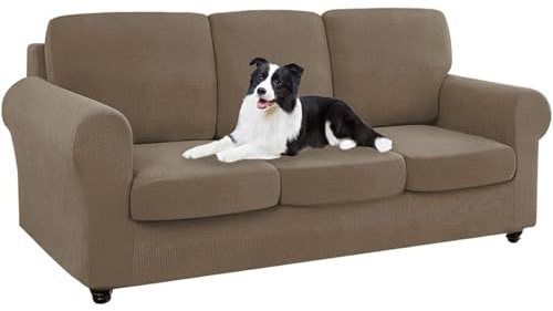 Stretch-Jacquard-Sofabezug-Set, stilvoller Couch-Schonbezug für Ektorp-Sofa, inklusive Sitzkissen, Bezüge und Rückenlehnen, Khaki Sofa + 3-L-Sitze + 3-L-Rückenlehnen)