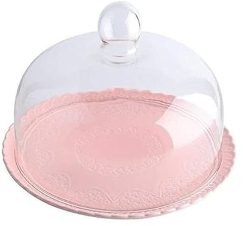 Tortenständer Tortenständer Drehteller Kuppel-Kuchenform, Heim-Glas-Dessert-Kuppel, Heimdekoration, Porzellanteller und Glasdeckel, Party-Obst-Brotteller