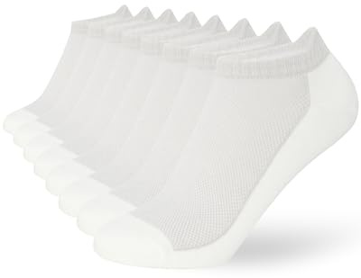 FM London Confezione da 8 Calzini Uomo Corti in Bamboo morbide, Traspiranti e Resistenti agli Odori, Sportivi con Protezione sul Tallone, Blanco, 43-46