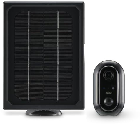 Hama Überwachungskamera (WLAN Kamera f. außen mit Akku u. Solar, Outdoor Kamera per Sprache/App steuern, wetterfeste Außenkamera, Bewegungsmelder, Nachtsicht, 2-Wege-Audio, Aufzeichnung, FullHD) schw.