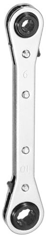 sourcing map 4 in 1 Double Box End Reversible Ratcheting Wrench 6x8x10x12mm CR-V Steel 180 Degrees Metric Double Head 12-Point 24-Teeth Adjustable Ratchet Gear Socket Spanner,
