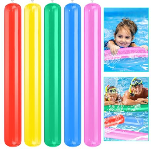 Schwimmnudel Poolnudel, 5 Stück 105cm Schwimmnudel Float Spielzeug, Aufblasbarer Schwimmnudel, Super Langer Aufblasbare Schwimmer-Poolnudel,Langlebiger Aufblasbare Poolnudel,für Baden Aquasport