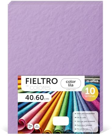 m-office Pannolenci Colorati, Feltro per Lavoretti Creativi, Cucito e Patchwork, Materiale per Scrapbooking e Decorazioni, Set Colori DIY, Ideale Artigianato e Fai-da-te, 40x60cm (Lilla, 10pz)