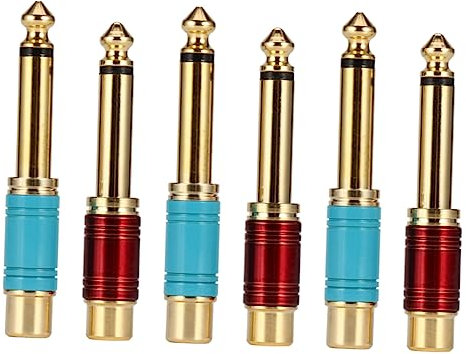 Housoutil 6piezas Interconector Audio Mono Adaptador Chapado Mango Antideslizante