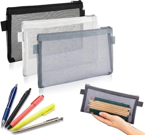 3 Stück Etui Stifte,Mäppchen,Transparente Federmäppchen,Beutel Stifteetui Clear,Exam Pencil Pouch Tragbares,Schreibwarenetui,Kosmetiktasche,Case,für Schule Bürobedarf,Kosmetik,Aufbewahrungsbeutel