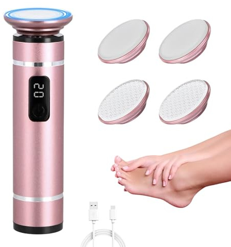 Hengrongshen Rimozione calli elettrico 2 in 1, per rimuovere i calli del piede elettrico con 4 inserti in vetro nano per rimuovere i calli del piede, elettrico per pelli morte, dure/screpolate