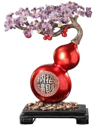 GLigeT Amethyst-Geldbaum mit Kürbis, Home-Office-Eröffnung, Einweihungs-Ornament, Basteln(Blue)
