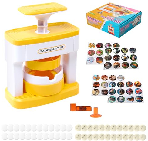 Buttonmaschine,55mm Button Maker Badge Machine mit 24 Musterpapier und 24 Abzeichen,Drücken Sie den DIY Button Press Machine mit Kreisschneidern für Personalisierte Dekorationen DIY Geschenke