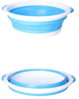 CYNENYC Barreño Plegable de Silicona 5L Azul, Palangana Portátil Multiusos para Cocina, Camping, Limpieza, Lavadora, Cubo para Ropa, Lavabo Multifuncional Compacto y Resistente, Cubeta para Colada.