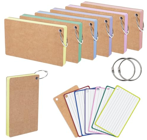 360 Blatt Karteikarten A6 Liniert mit 6 Farben Und 6 Metallringen, Papier Indexkarten 12,7x7,6 cm/5x3 inch Vokabelkarten Lernkarten für Schule, Vokabel Lernen, Uni Und Büro​