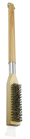 Cepillo para horno de pizza, cepillo de piedra para parrillas, limpieza de piedra con mango ergonómico de madera, fácil mantenimiento, limpiador de parrilla para barbacoa