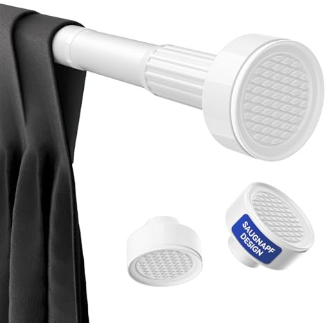 Vista Gardinenstange ohne Bohren 70–120cm Teleskopstange 32mm Durchmesser Weiße Gardinenstange zum Klemmen Ausziehbare Klemmstangen Klemmstange für Gardinen Rutschfest und mit Arretierungsfunktion