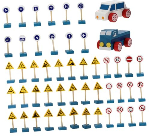 Toyvian Panneaux Signalisation Bois Set Éducatif Sécurité Routière pour Garçon Fille Jeu Apprentissage Transport Ans