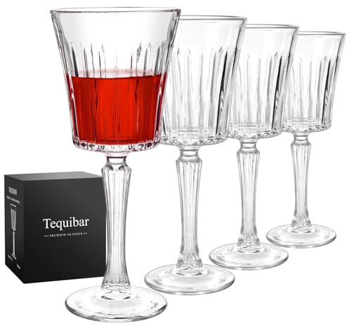 Tequibar Wine Glasses Set of 4, 9.5 oz Crystal Wine Glasses with Long Stem, Lead-free Premium Red Wine Glass, Gifts for Wedding, Anniversary, Chrismas, Birthday, Father's Day