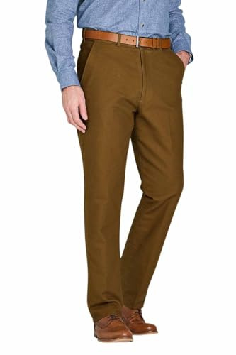 Pegasus Men's Soft Brushed Cotton Moleskin Expanding Waist Trousers | Hidden Stretch Waistband Expands 2, Heavyweight Fabric Straight Leg Pants for Everyday Comfort