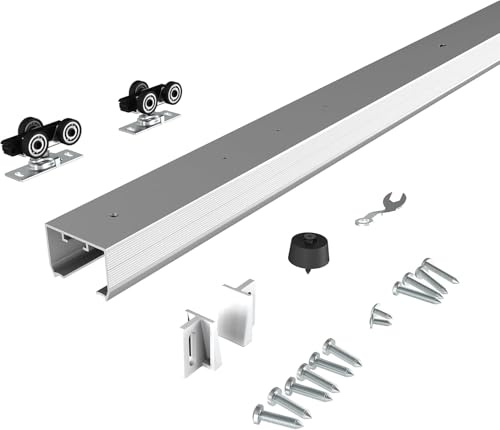 Pocket Door Hardware Set - 150cm Commercial Grade Aluminium Sliding Door Track - Durable & Easy to Install for Smooth Operation