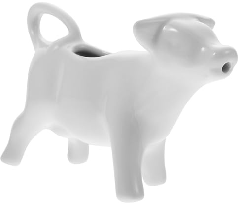 ABOOFAN Pot à lait en céramique forme vache blanche pichet à mousse de lait pratique pour boisson pichet à sauce pour cuisine et restaurant surface lisse facile à nettoyer