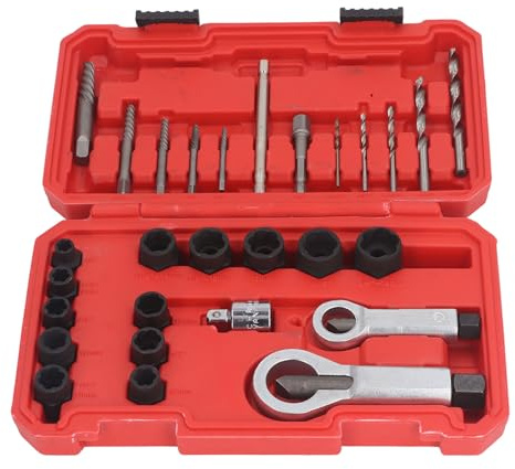 Estrattore Viti Danneggiate, Set 28 Pezzi, Acciaio Molybdenum, Rimuove Bulloni Spanati, Durezza Superiore - Resistente alla Ruggine, Uso Universale per Manutenzione e Riparazioni
