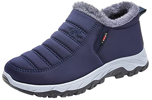 Generisch Bottines d'hiver chaudes pour homme - Confortables - Bottes d'hiver à enfiler - Bottes courtes - Imperméables - Antidérapantes - Confortables - Plates - Chaussures pieds nus - Doublure