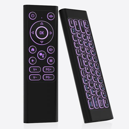 iPazzPort Mini tastiera wireless con Air Mouse, Bluetooth e doppia modalità 2.4G, retroilluminazione RGB, apprendimento IR, design in lega di alluminio ricaricabile per Smart TV, PC, Android TV, HTPC