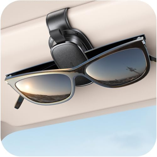 Chfeila Brillenhalter für Auto, 360° Drehbar, Sonnenbrillen Halter, Schwarz