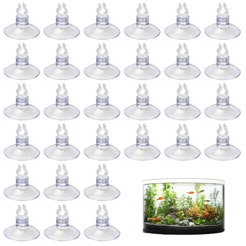 30 Stück Aquarium Saugnapf Clips,Aquarium Saugnapf Halter Transparent,Co2 Schlauch Heizer Saugnäpfe,Aquariumzubehör Saugnapfe mit Schlauchhalterung für 4-6mm Airline Luftverkehrslinie Schlauchhalter