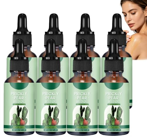 Prickly Pear Seed Oil for Face, Sensitive & Mature Skin Deeply Hydrating, Pure Prickly Pear Seed Oil Non Greasy Fragrance-Free, Pressed Face Oils for Skin Hair Nails, Cactus Oils for Hair. (8PCS)