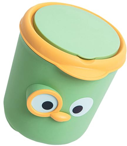PRETYZOOM Mini Poubelle de Table 5l Verte avec Couvercle Rabattable, Poubelle Compacte en Pp pour Chambre ou Bureau