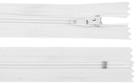 Schnoschi 10 Stück 40 cm Langer Spiralreißverschluss, Nicht teilbar, weiß, 3mm Laufschiene Reißverschluss