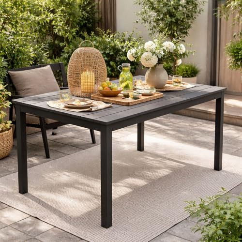 Mojawo Bistrotisch Kunststoff 138x80x72cm Anthrazit rechteckig Balkontisch Gartentisch Terrassentisch Outdoortisch Campingtisch