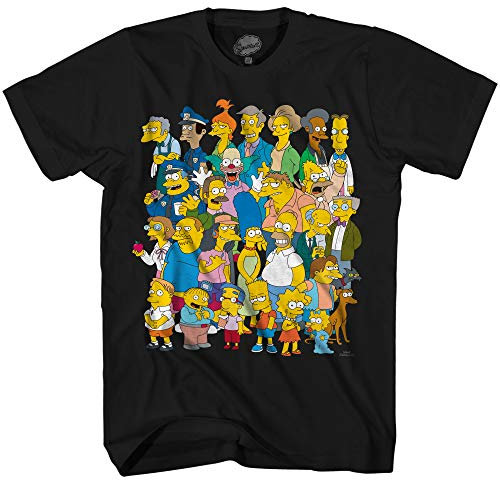 The Simpsons Springfield Group Montage Bart Homer Camiseta - Negro - Medium
