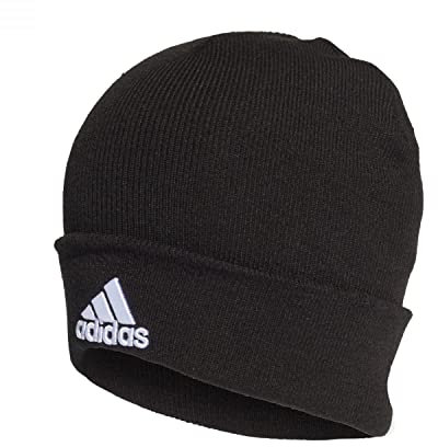 adidas Unisex Logo Beanie, Black / Black / White, XS